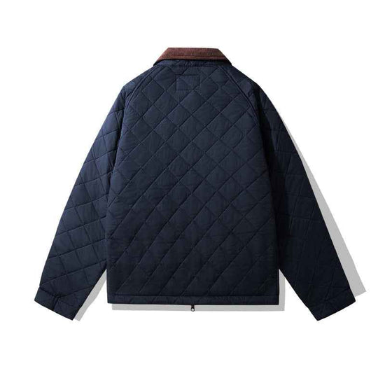 Corduroy Plaid Jacket - Rhombus Cotton-Padded Coat for Ultimate Comfort