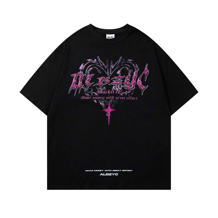 Retro Printed T-Shirt - Round Neck Short Sleeve Design