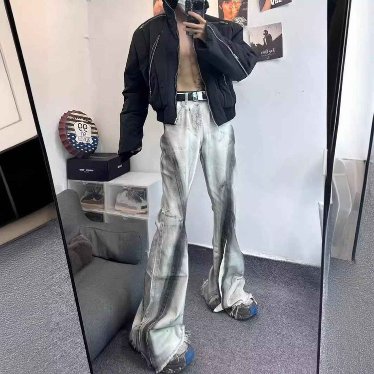 American Street Retro Heavy Rough Black Selvedge Jeans with Ribbon Gradient