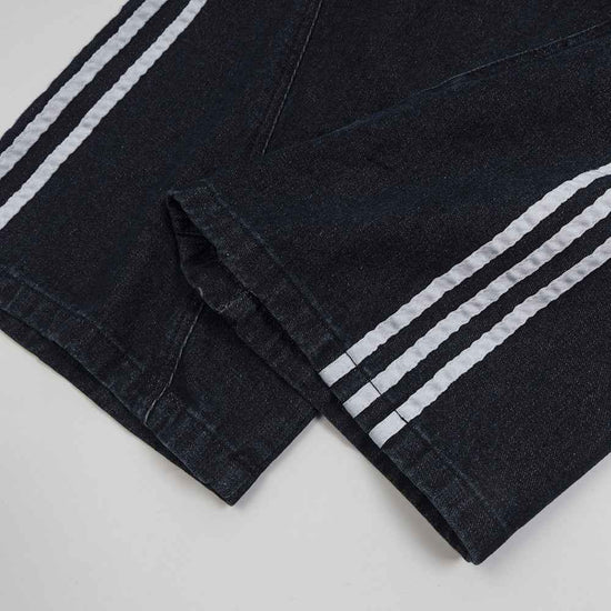 Irregular Striped Wide Leg Jeans For Men And Women