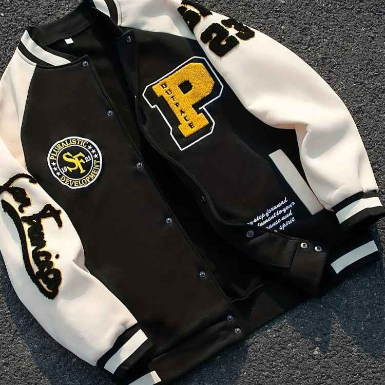 New Casual All-match Stitching Contrast Color Men&