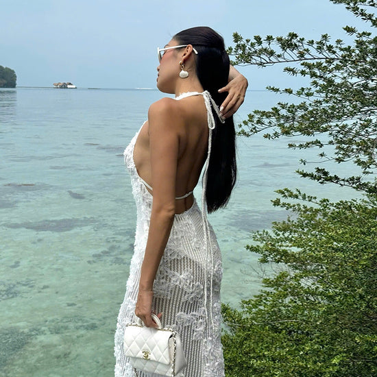 European and American Tube Top Jacquard Dress - Halter Seaside Vacation Tight Fit - Florence Luxe