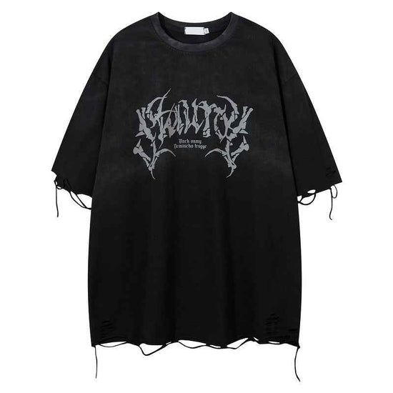 Retro Loose Tattered Jeans for Summer - Personality Half Sleeve Design