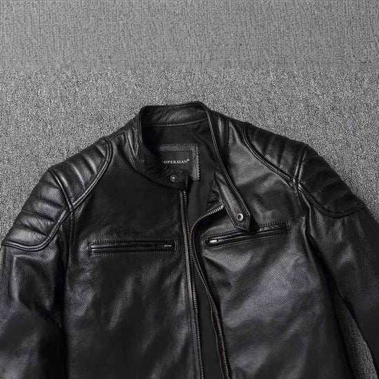 First Layer Cowhide Leather Coat Men&