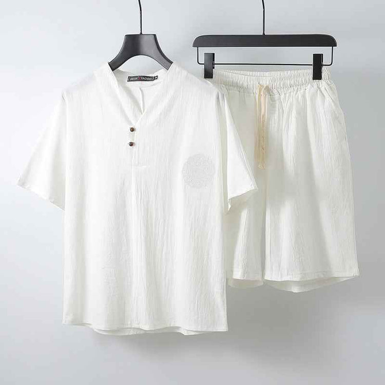 Loose Linen Menswear Set: Two-Piece Clothing for Ultimate Comfort