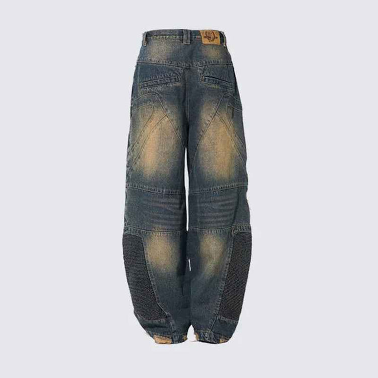 Street Fashion Vintage Jeans with Ripped Stitching