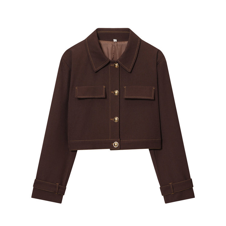 Piped Short Jacket Flare Pants Set for Chic Style - Florence Luxe