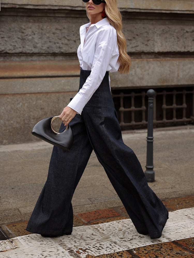 Elegant High-waist Wide-leg Jeans - Florence Luxe