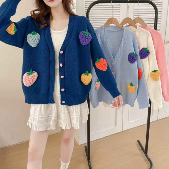 Handmade Embroidery Cardigan - High-End Korean Style Heavy Work Sweater