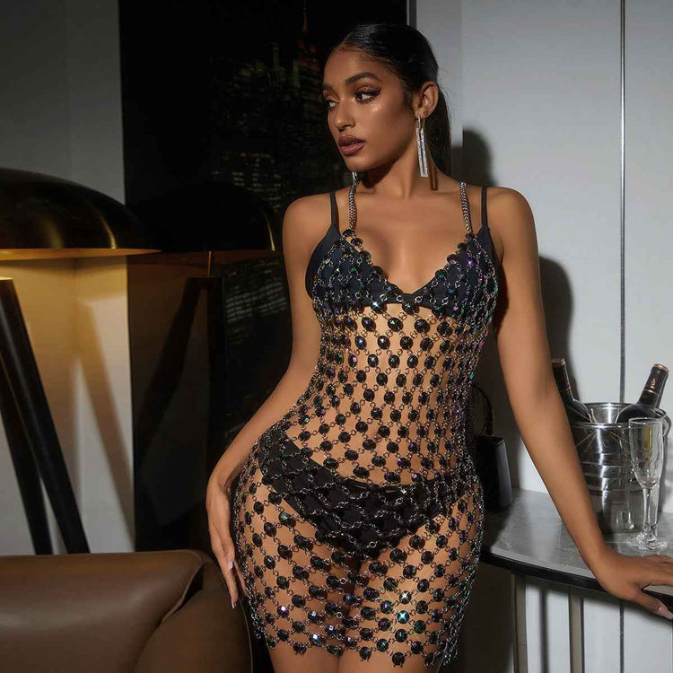 Gem Stitched Backless Dress for Women - Elegant and Stylish