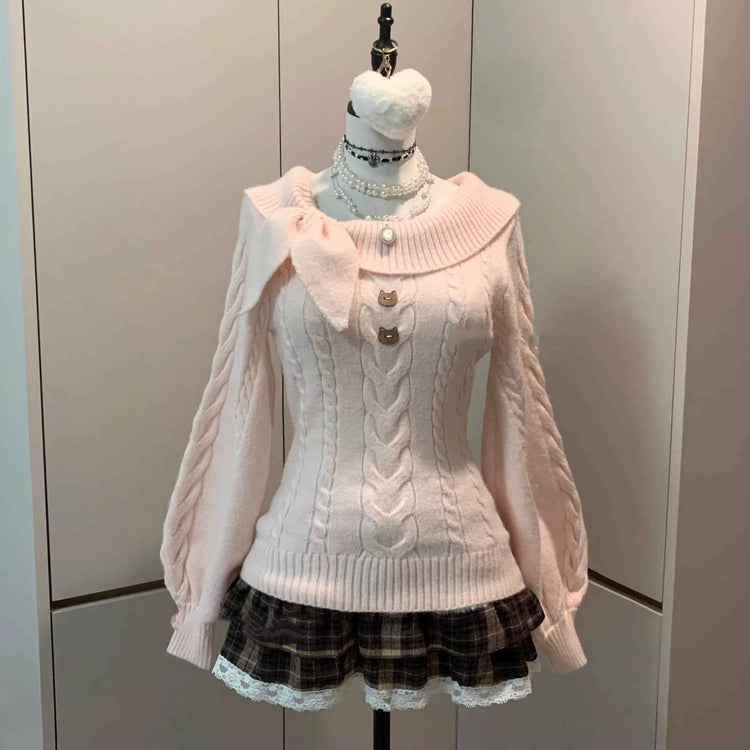 Elegant Slim-Fit Dress with Ancient Early Cute Rabbit Ear Collar