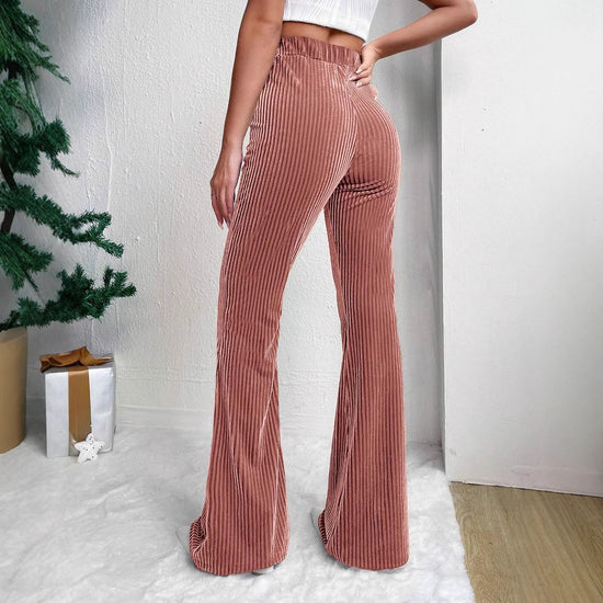 High Waist Corduroy Bell-Bottom Pants for Women - Wide Leg Style - Florence Luxe
