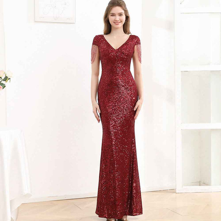 Sequined Slimming Long Dress Women - Flattering Fit for Any Occasion