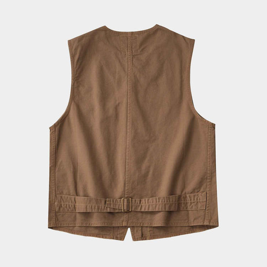 Original Kaji Retro Woven Cotton Vest - Washed-Out Worn Look