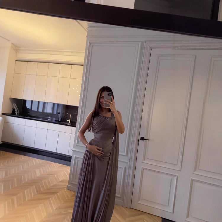 Pleated Satin Evening Dress for Elegant Formal Occasions - Florence Luxe