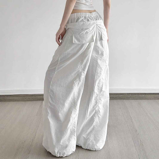 Ruffle Drawstring Embroidered Lace Slacks