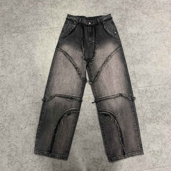 Street Fashion Vintage Jeans Raw Edges Design