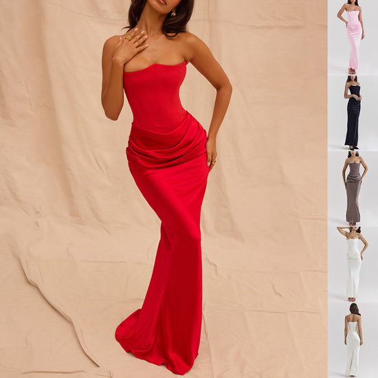 Slim Tube Top Long Dress Sexy Fashion Bandeau Backless Party Evening Dresses For Women Clothing - Florence Luxe