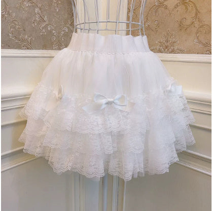 Lolita Princess Bowknot Lace All-matching Base Skirt.