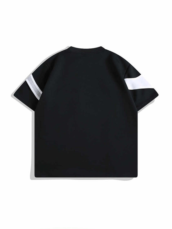 Double-Layer Padded Shoulder T-Shirt with Short Sleeves and Stitching Detail - Florence Luxe