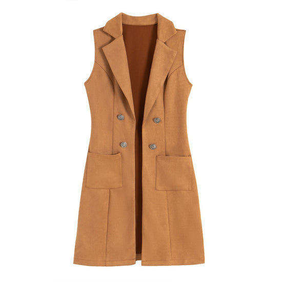 Fashionable Suede Slim-Fit Vest for Women - Retro Elegant Style - Florence Luxe