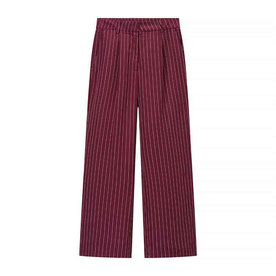 Female Casual Suit Jacket Pants - Versatile Striped Jacket with Casual Pants