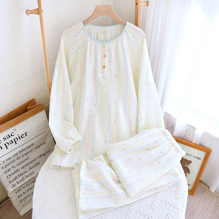 Cotton Yarn Sweet Cotton Candy Home Wear Long-sleeved Trousers Pajamas.