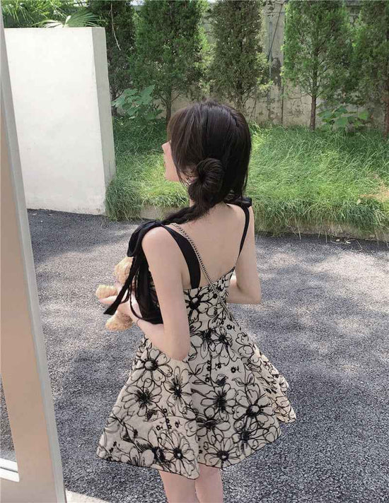 French Floral Suspender Dress - Fairy Summer Sweet Style