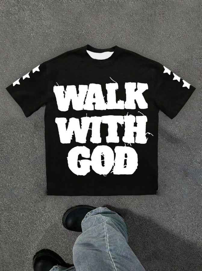 Personality Street Hip Hop Style Letter Pattern T-shirt Retro - Trendy Hip Hop Letter Pattern T-shirt