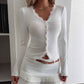 V-neck Lace Cardigan with Stitching for Women