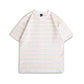 Color Striped Couple T-Shirt - Short Sleeve Round Neck Half Sleeve Tee