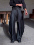 Chic Black Wide-Leg Pants with High-Waisted Belt - Oversized Style