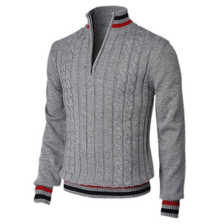 Spring and Autumn Color Blocked Knitted Shirt with High Neck - Florence Luxe