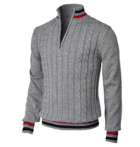 Spring and Autumn Color Blocked Knitted Shirt with High Neck - Florence Luxe