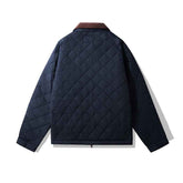 Corduroy Plaid Jacket - Rhombus Cotton-Padded Coat for Ultimate Comfort