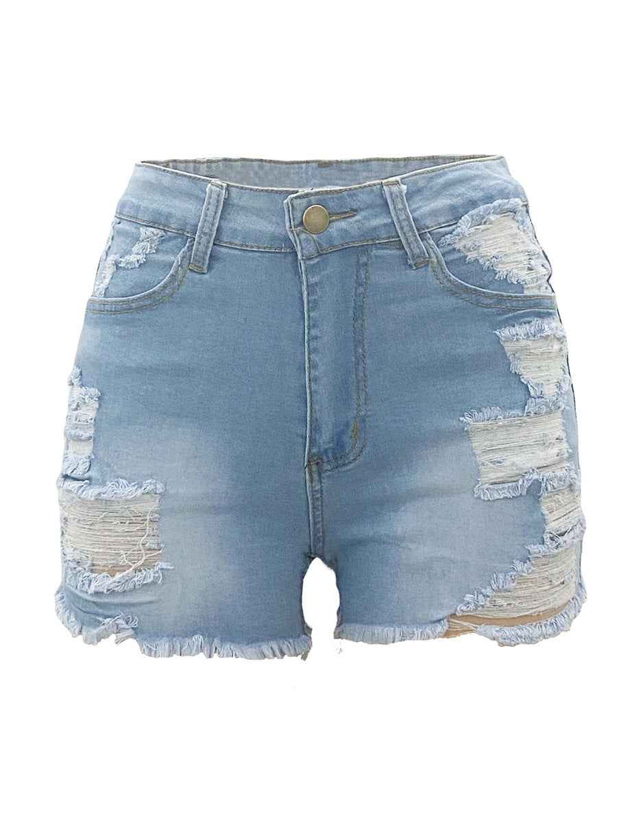 High Elastic Denim Shorts for Women - Ripped Design Ideal for Style and Comfort