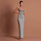 New Solid Color Rhinestone Tube Top Dress – Refined Bandage One-Piece Design