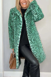 Fall Winter Leopard Print Mid-Length Coat for Cozy Style - Florence Luxe