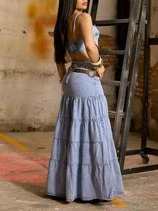 Denim Heart Tube Top