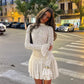 Fashionable Sexy Babe Lace Sheer Long Sleeve Dress