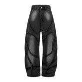 Heavy Industry Washed Wide-Leg Trousers - Old Straight Loose Fit Draggle-tail Design