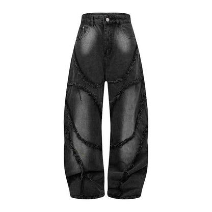 Heavy Industry Washed Wide-Leg Trousers - Old Straight Loose Fit Draggle-tail Design