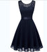 European And American Hollow Waist Solid Color Dress - Sleeveless Lace Hepburn Style
