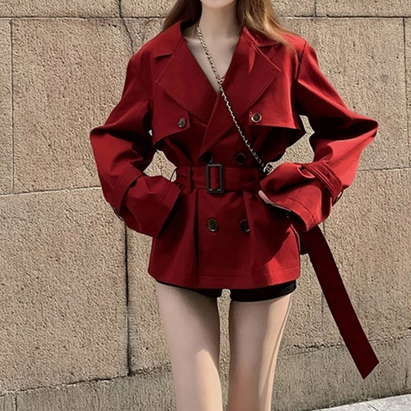 Versatile Loose Slimming Suit Collar Mid-length Coat.