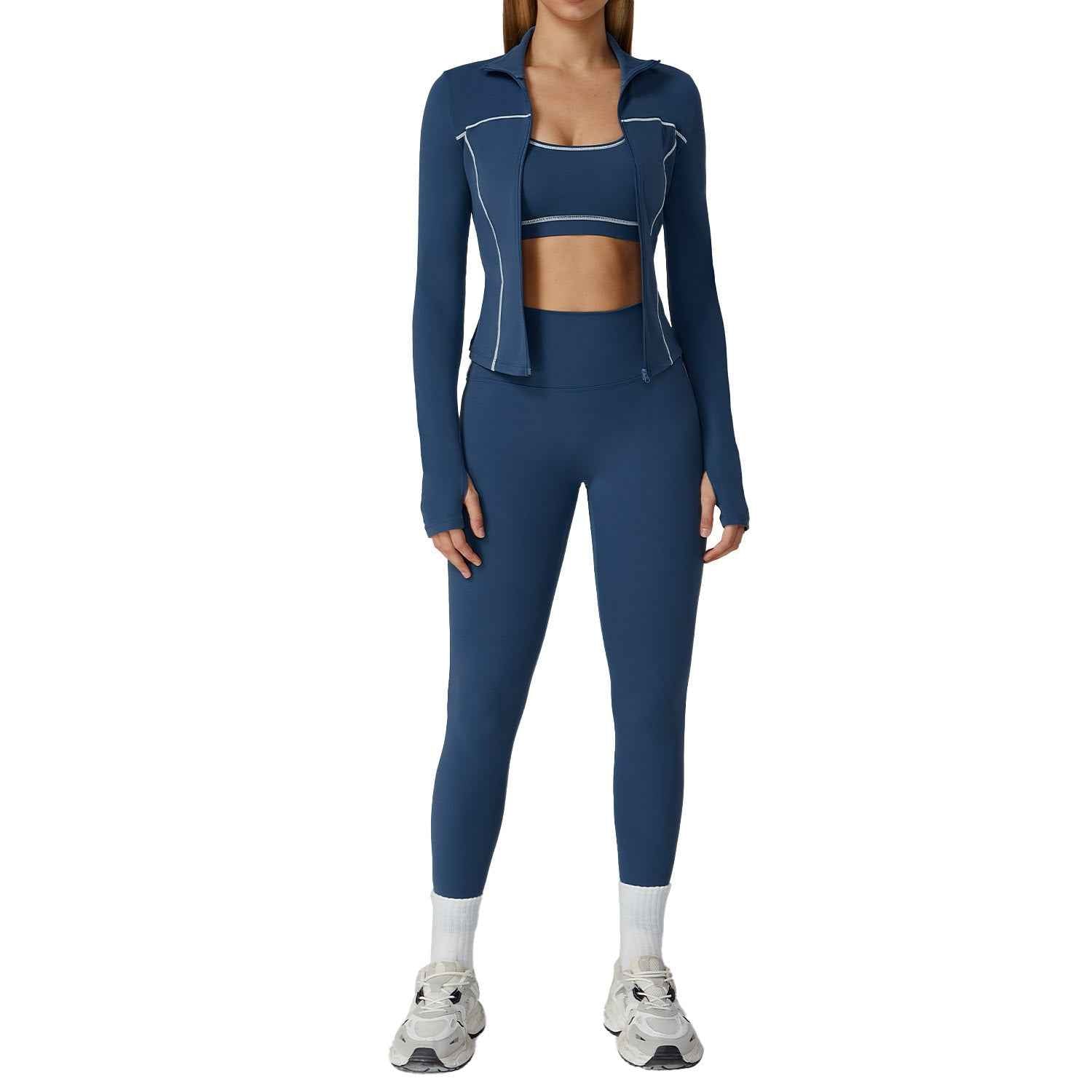 Zipper Slim Fit Yoga Suit - Three-Piece Health Sports Activewear