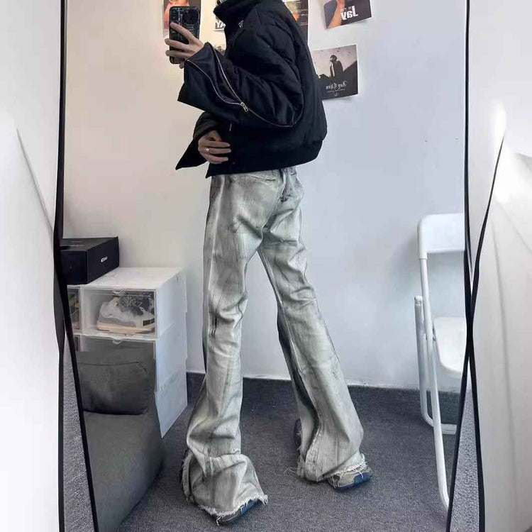 American Street Retro Heavy Rough Black Selvedge Jeans with Ribbon Gradient