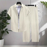 Fashion Jacquard Short-sleeved Suit with Trousers