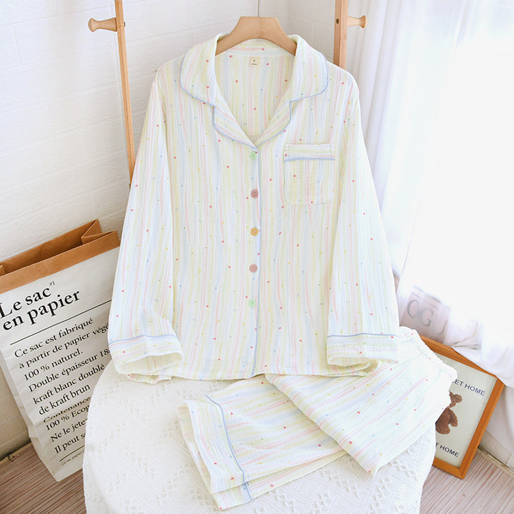 Cotton Yarn Sweet Cotton Candy Home Wear Long-sleeved Trousers Pajamas.