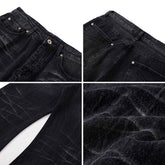 American Washed Old Lightning Crack Jeans