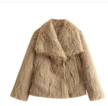 Winter Plush Coat for Women - Fashion Thicken Lapel Outwear Casual Long Sleeve Tops - Florence Luxe